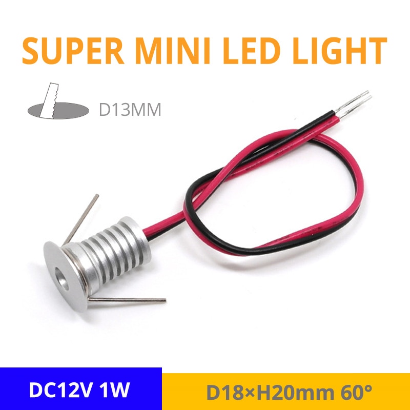 1W super mini focos LED 12V muy pequeña cocina escaparate gabinete luz techo focos empotrados agujero D13mm