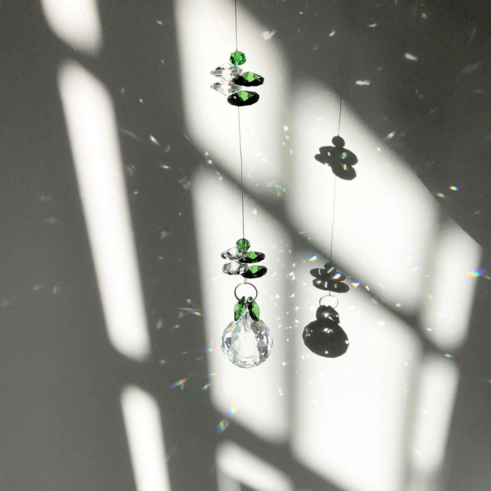 Green Crystal Suncatcher Rainbow Collection Window Sun Catcher Ornament Handcrafted For Family,Christmas