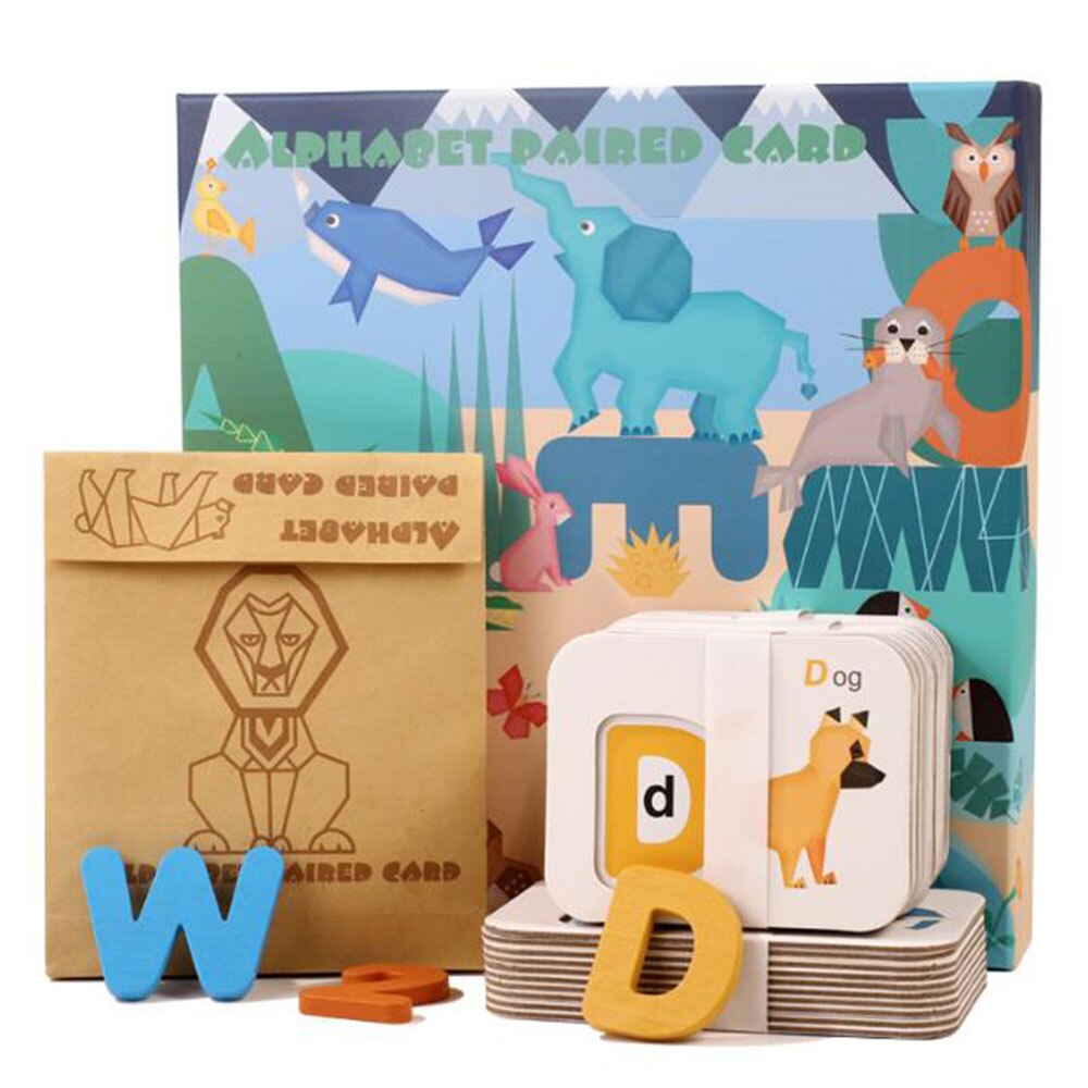 Nummers En Alfabetten Flash Kaarten Set-Abc Houten Letters En Cijfers Animal Card Board Matching Puzzel Speelgoed Voor Peuter: Default Title