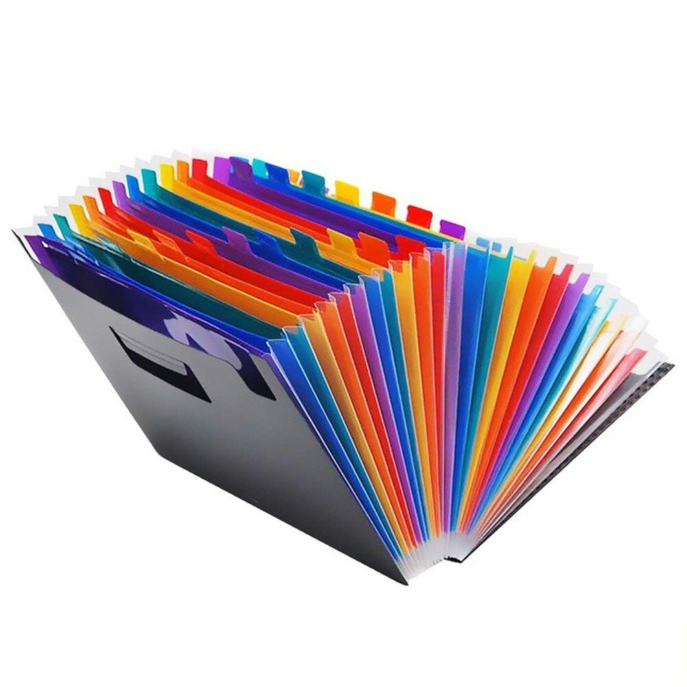 12/24Pockets Expanding A4 Expandable File Organizers with Organ Clip Multi-Layer Storage Clip Telescopic Standing Folder