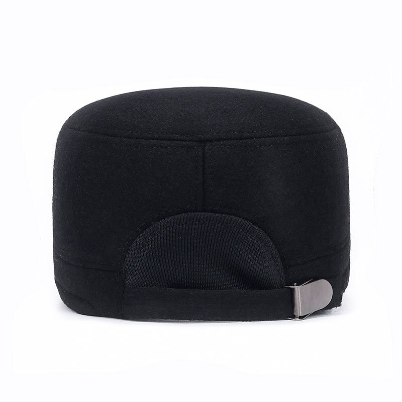 Zima w średnim wieku i osoby starsze ciepłe bawełny wyściełane kapelusz dla mężczyzn ojca odporne na zimno czapka z płaskim wierzchem wełniany kapelusz