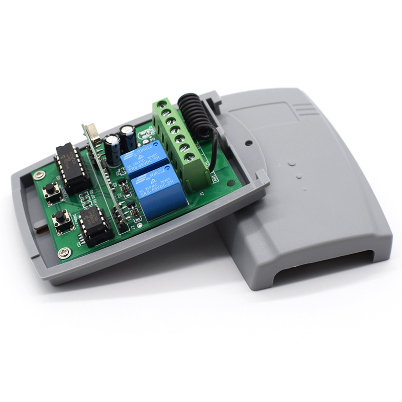 Receptor de Control remoto Universal para puerta de garaje, 2 canales, para ERREKA ACM DEA DOORHAN AT-4 MOTORLINE DITEC, código rodante fijo de 433mhz: Gris