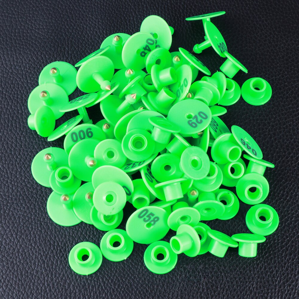 100pcs 1-100 Number Plastic Livestock Ear Tags Large Domestic Animal Tags for Goat Cattle and Pig(Yellow): Green