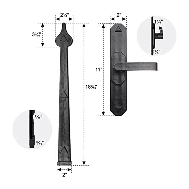 Kit de herrajes decorativos magnéticos para puerta de garaje, 6 piezas, acentos de carro, bisagras de imitación y mango negro