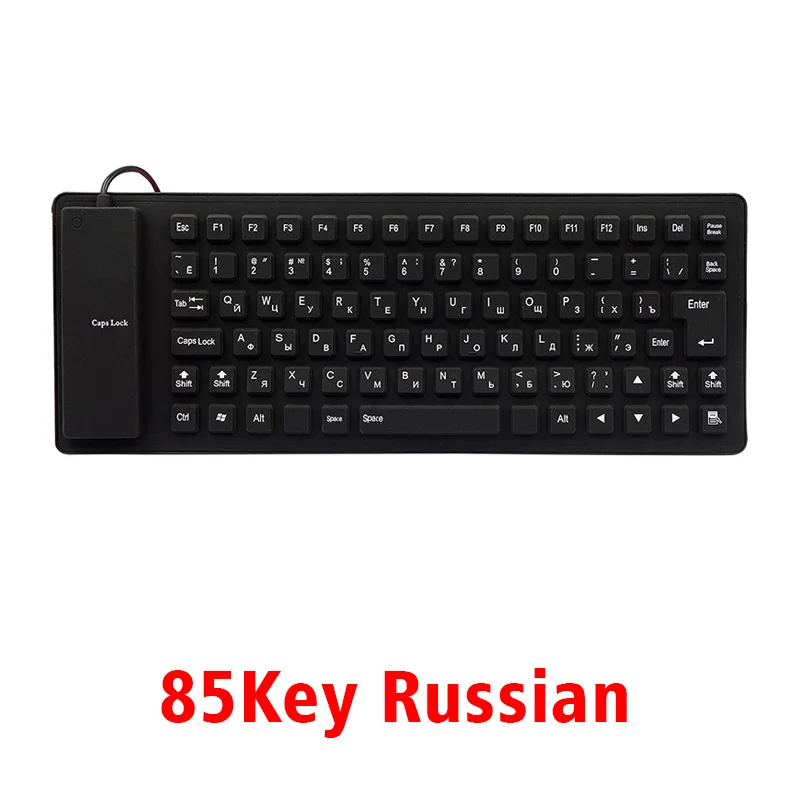 85-Tasten-Silikon, Englisch, Russisch, Tastatur, Tablet, Desktop-Pad, PC, Tablet, wasserdicht, USB, kabelgebunden, Gamer, Büro, russische Tastatur: Default Title
