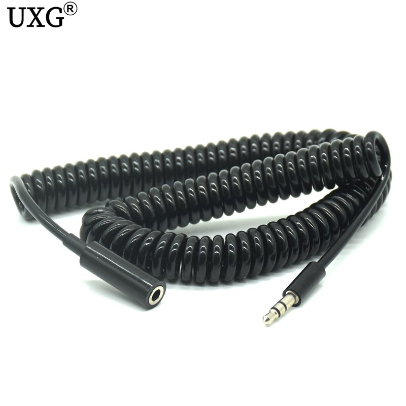 3.5mm Jack Male To Female Spring Aux Headphone Stereo Audio Extension Spring Coiled Spiral Stereo Audio Cable 60cm 250cm