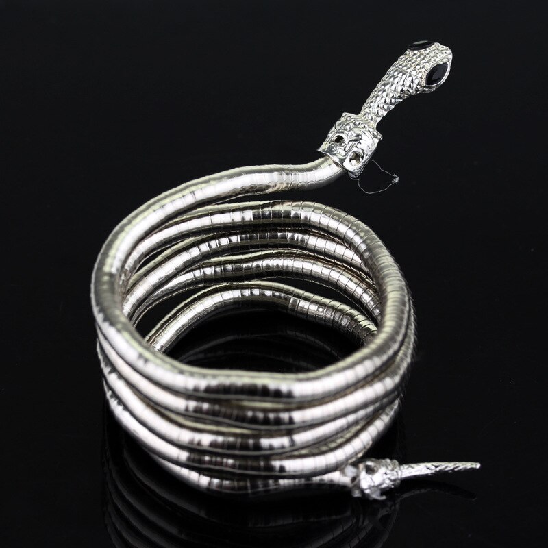 Punk Cool Bendy Multilayer Metal Alloy Gold Black Kleur Snake Ketting En Armband Voor Vrouwen En Mannen Sieraden: Sliver