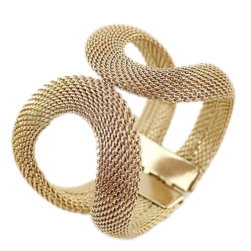 vintage Women Cool Mesh Wide Alloy Spring Cuff Bracelet Punk Bangle Jewelry