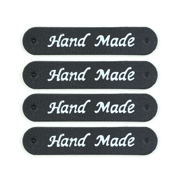 50 st 49 x 10mm handgjorda etiketter handgjorda etiketter syntetiskt pu läder tag diy handarbete lapptäcke sy på etikett för klädväskor hatt: Svart