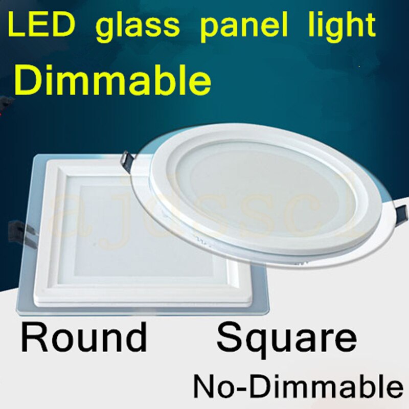 Led panel downlight rundt glass deksel lys 6w 12w 18w dimbare  ac110 v 220v høye lyse tak innfelte lamper  ac85-265 +  driver