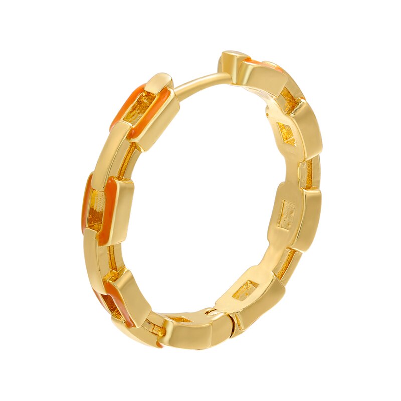 ZHUKOU 1 piece gold/silver color Round big hoop earrings women Enamel hoop earrings Jewelry VE287: gold orange