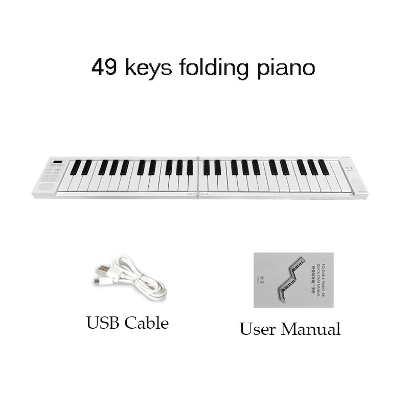 Portable Hand-Rolled Piano 49 Keys Folding Keyboard Support Headphone Output Electronic Piano for Beginner Student