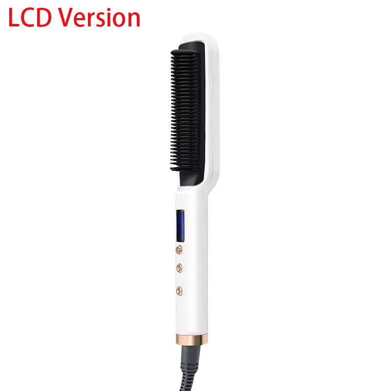 Rechttrekken Verwarming Kammen Mannen Baard Stijltang Keramische Krultang Professionele Verwarmde Kam Elektrische Haar Borstel Stijltang: LCD version White / VS