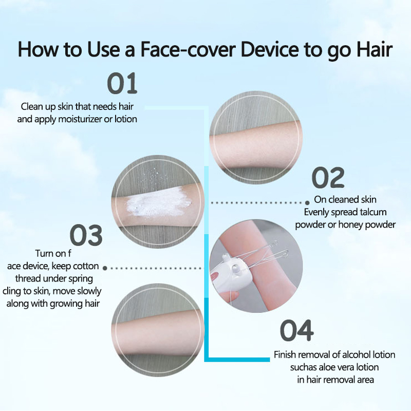 Elektrische Epilator Body Facial Lichaam Been Ontharing Haargroei Remmer Vrouwen Effectieve Defeatherer Katoenen Draad Depilator