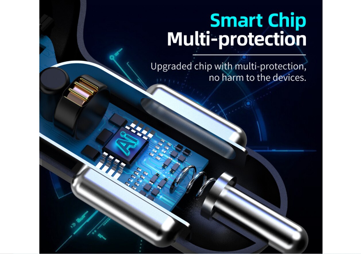 3.1a fast charging car charger one drag four QC 3.0 car mobile phone charger 4USB car charger qc3.0