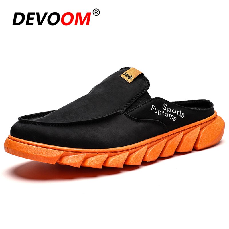 Muiltjes heren buitenschoenen heren slippers instappers heren zomer sandalen heren heren slippers lichte heren casual schoenen: Zwart-oranje / 9.5