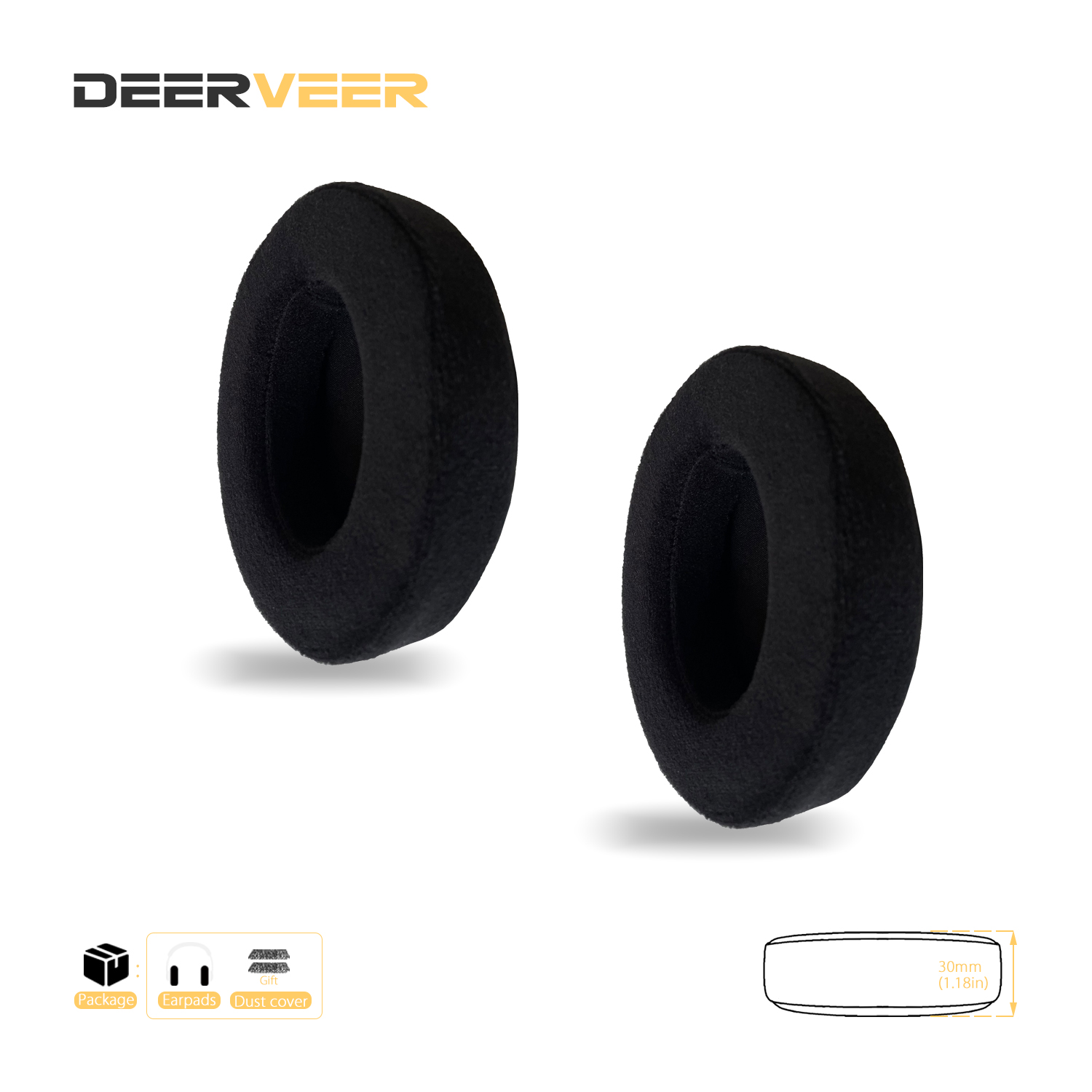 DEERVEER – oreillettes de remplacement pour écouteurs Roccat ElO 7.1 AIR, ELO 7.1 USB, ELO X stéréo, coussinets en mousse à mémoire de forme épais: 8Velour