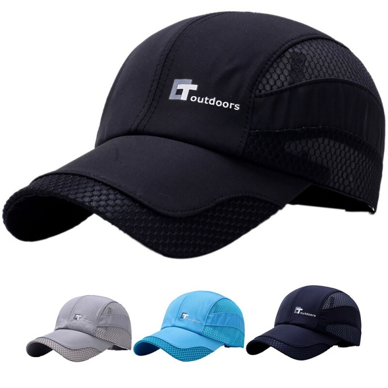 Mesh Cap Men Women Letter Embroidery Cotton Quick-Dry Sunscreen Anti-UV Adjustable Hats Outdoor Fishing Sportswear Accessories