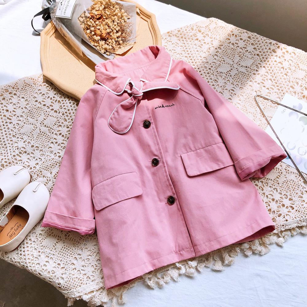 Meisje Jas Zoete Lente En Herfst Windjack Voor Baby Meisje Meisje Mid-Lengte Brief Katoen Buitenmantel: Roze / 5T