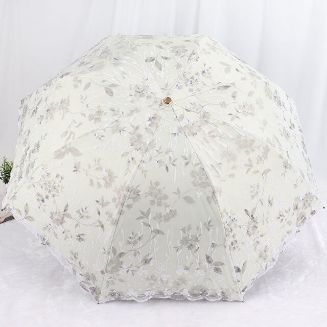 Handtas Borduren Kant Kleur Lijm Zwarte Lijm Afdrukken Double Layer Paraplu Zon En Regen Dual Purpose Zon Bescherming