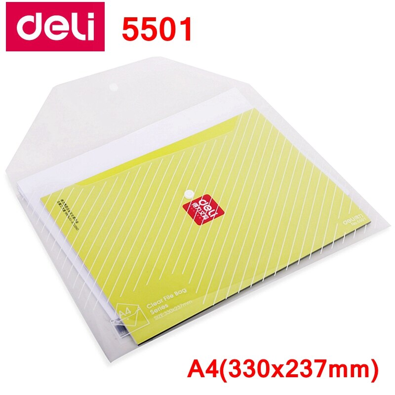 10PCS/LOT Deli 5505/5501 File pocket with button Elastic closure folder documents pocket folder A4 size Blue & white