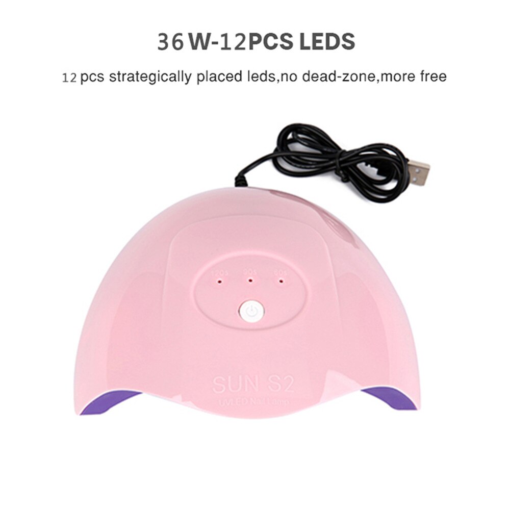 Secador de uñas portátil, lámpara UV LED de 36W, con Cable USB, para uso doméstico, esmalte de Gel Uv, 12 LED, herramienta de manicura artística: 36W USB