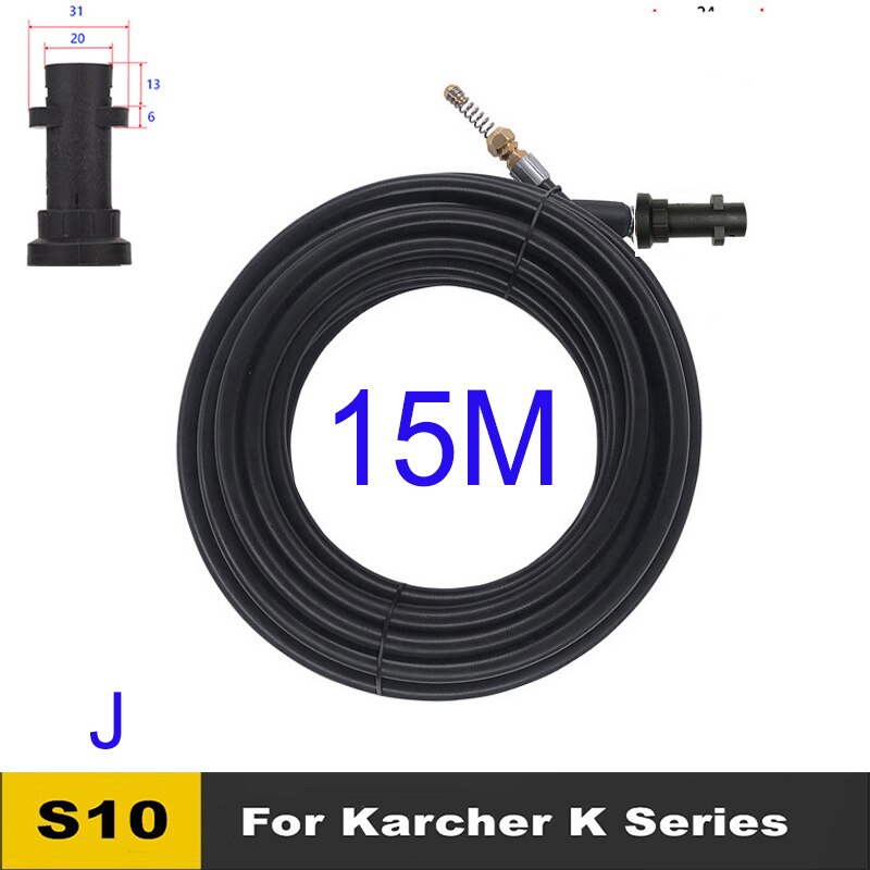 15 mètres d'égout tuyau de vidange tuyau drague nettoyant Kits d'outils pour Karcher Lavor Interskol Huter Nilfisk Stihl Elitech nettoyeur haute pression: Black