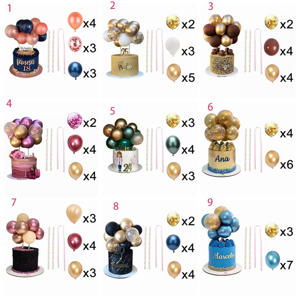 10Pcs Balloon Cake Topper 5Inch Confetti Balloon Mini Balloon Garland Cake Topper Girl Birthday Bridal Shower Party Decorations