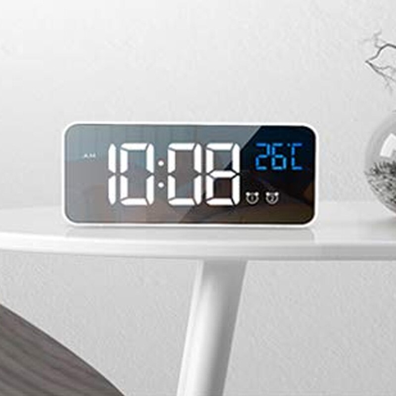 Digital Alarm Clock for Bedrooms Heavy Sleepers Bedside LED Display with USB Port Charger, 2 Alarm Clock, Snooze, Time(White)