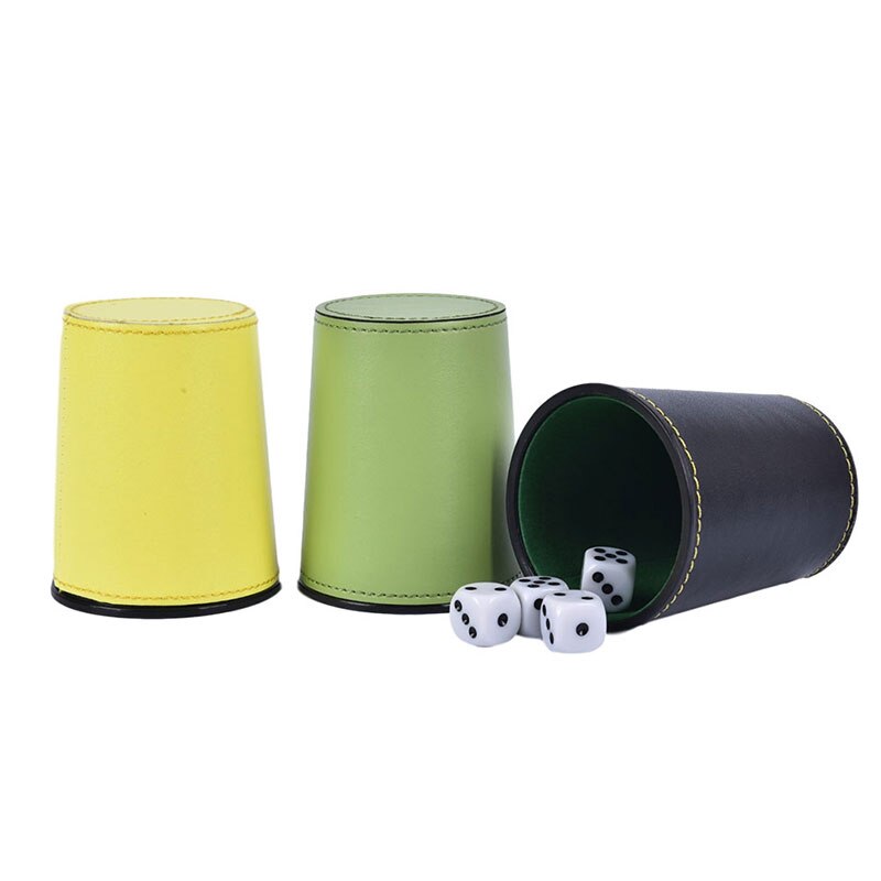 5Pcs Dices Pu Leer Flanel Dobbelbeker Bar Ktv Entertainment Dobbelstenen Cup