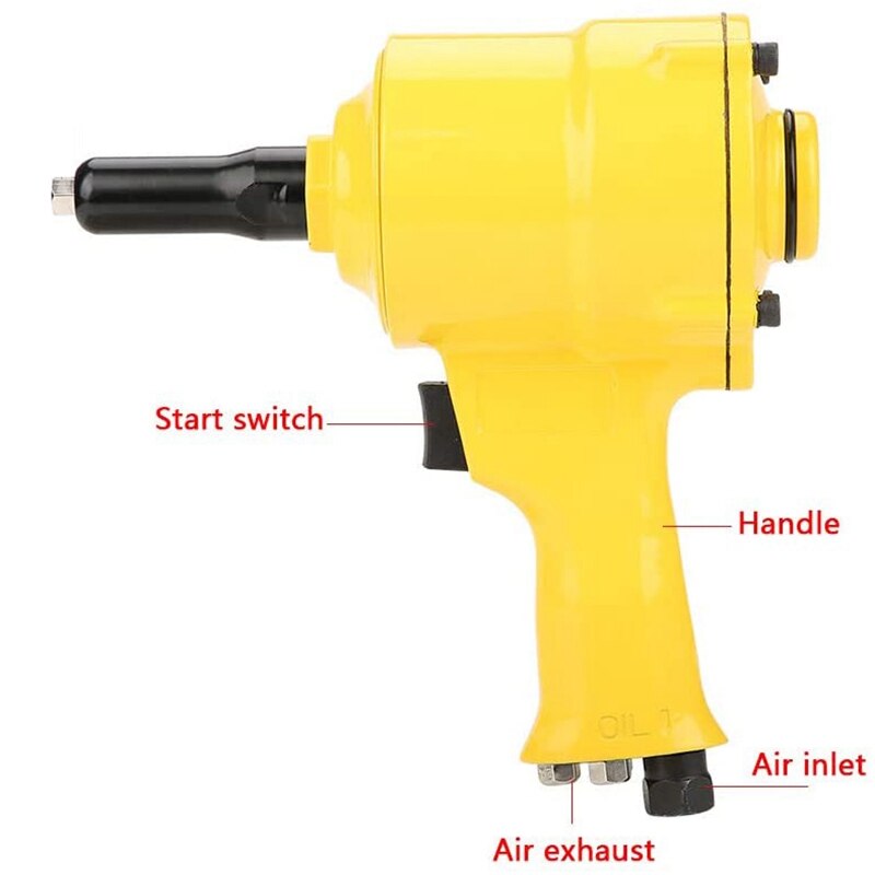 Pneumatic Rivet Tool Pneumatic Rivet Tool Handheld Grip Heavy Rivet Tool Pneumatic Rivet Tool 2.4-4.8mm Yellow