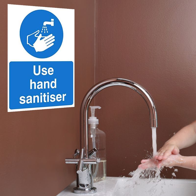 Use Hand Sanitiser Sign 150mm x 200mm Anti-virus Notice Sign,Wash Hands and Use