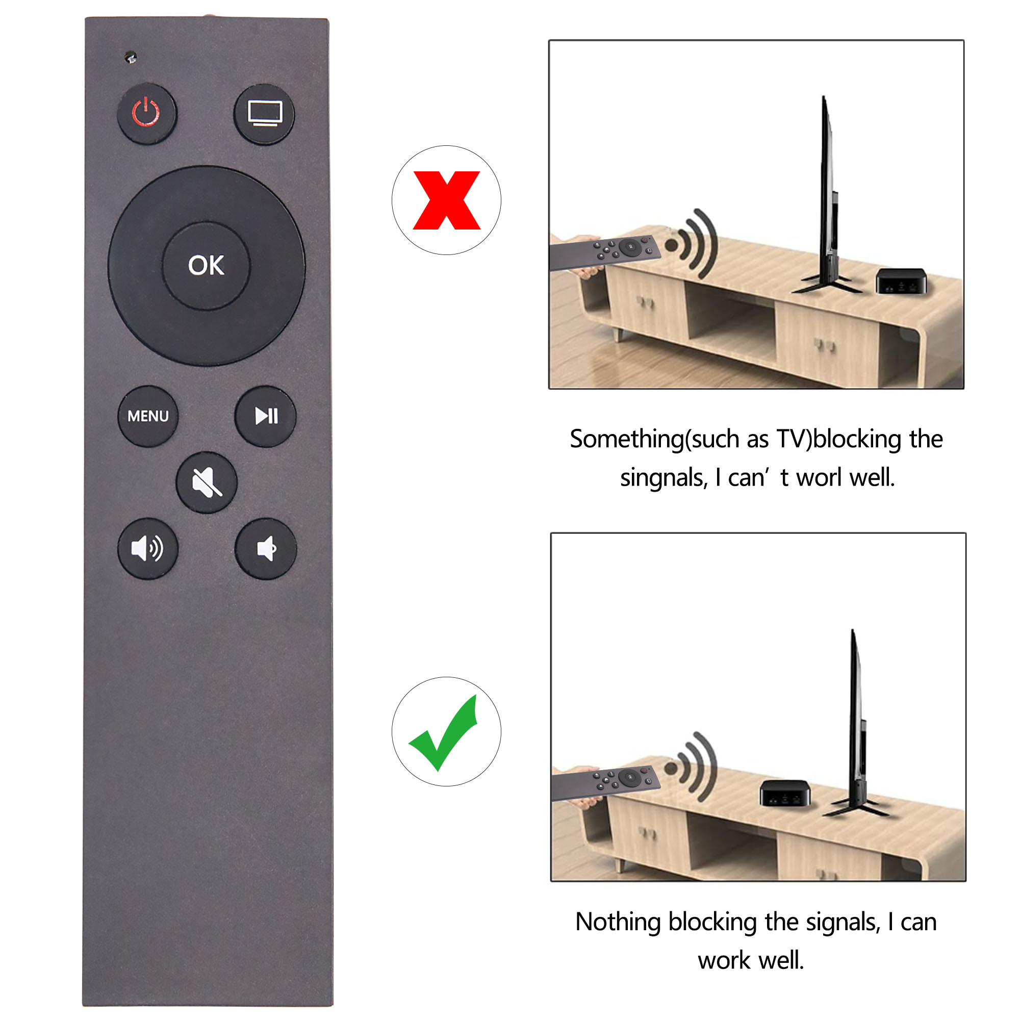 Mando a distancia universal para Apple TV 4K/Apple TV Gen 1 2 3/ Apple TV HD A2169 A1842 A1625 A1427 A1469 A1378 A1218 sin botón de voz