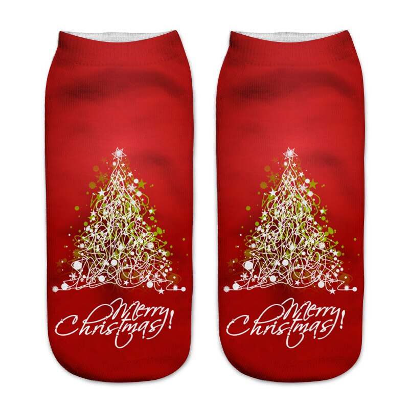 Kvinner 3d printin julesokker unisex tegneserie elg snømann santa sokker kvinner low cut ankel julesokker calcetines mujer -086