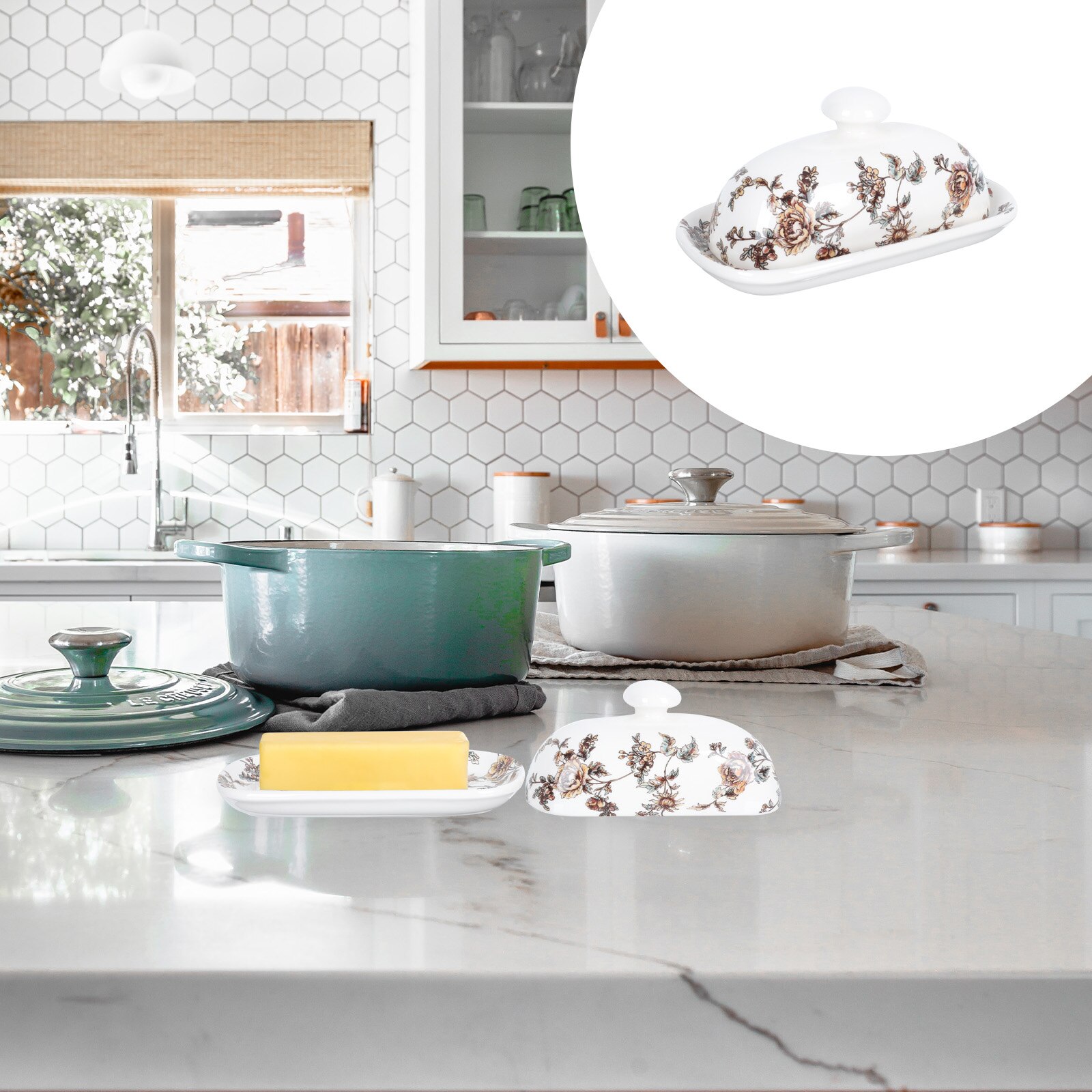 1pc Ceramic Dish Food Service Plate Butter Dish Cheese Box Food Dish