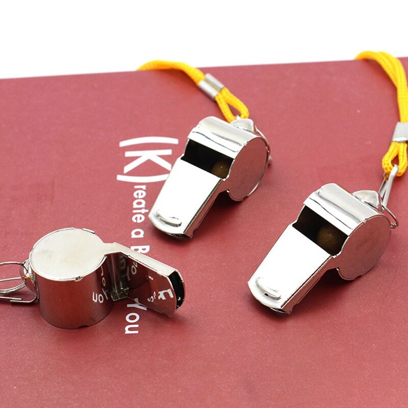 1PC Stainless steel Referee Lanyard Whistle for Training Emergency Survival Coaches Referee Sport Outdoor Survival Whistle