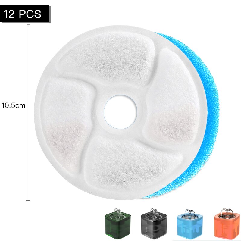 4/8/12PCS Activated Carbon Filter For Cat Water Fountain WF070 WF110 Round Twill Automatic Pet Fountain Filters Replacement: WF070 12 PCS