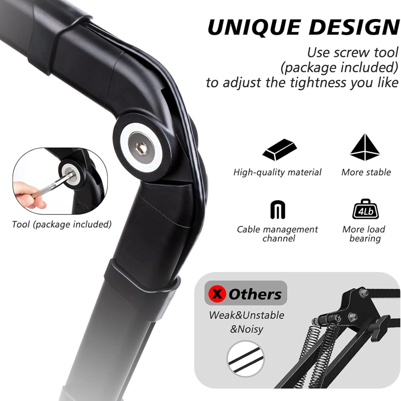 Microfoonarm, 360 ° Draaibare microfoonstandaard, microfoonhouder met 3/8"5/8" adapters, microfoonarm met accessoires, microfoonarm