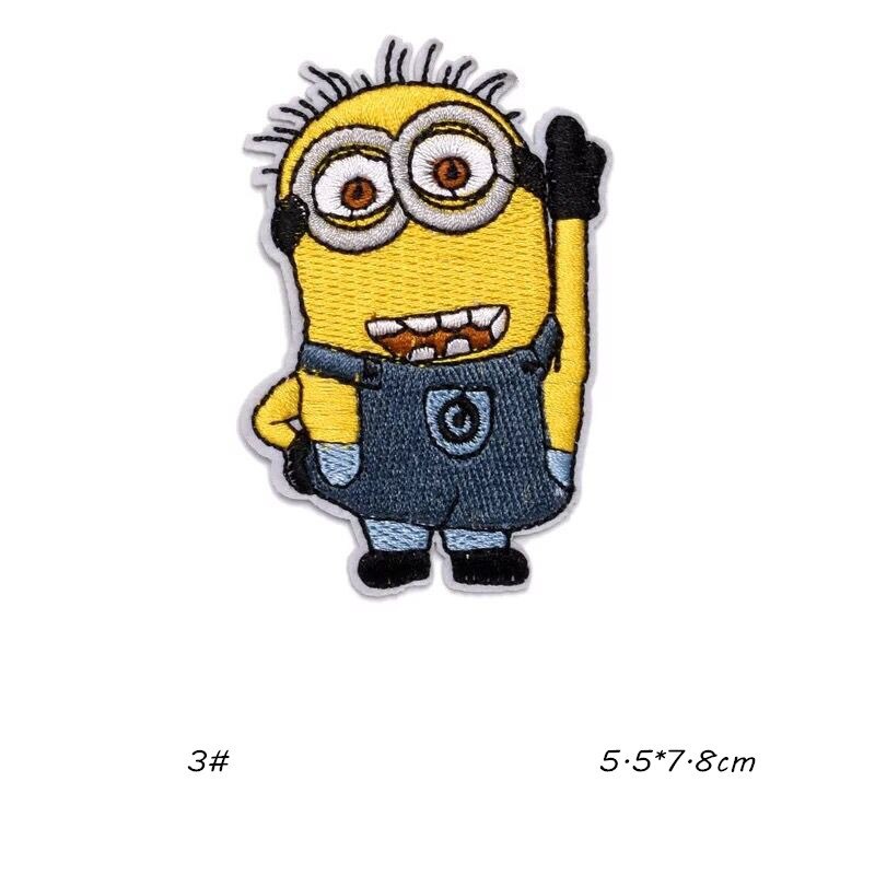 Stripfiguur Doek Steken Borduren Kledingstuk Vullen Gat Strijken Rug Steken Diy Ijzer Op Patches Minion Geel Jongen: JB012-3