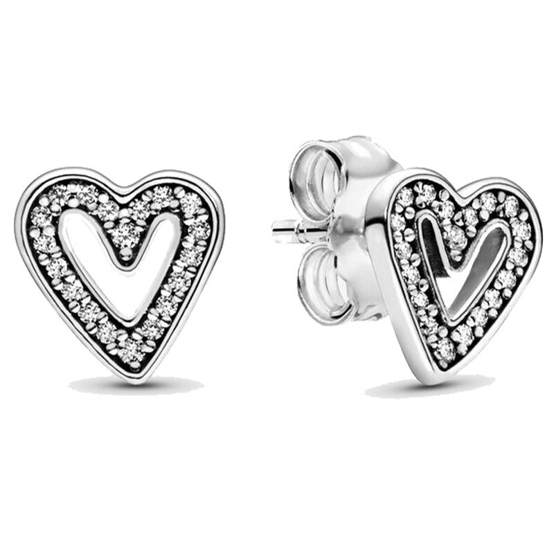925 Sterling Silver Sparkling Angel Wings Freehand Heart Infinity Beaded Circle pan Earrings For Women Jewelry