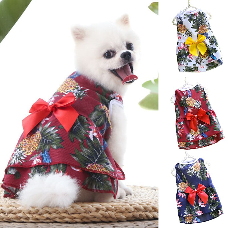 Pet Cat Clothes for Small Dogs Dresses Sweet Fruit Dress Spring Summer Bow Skirt Chihuahua Pug Yorkie Clothing Puppy Supplies