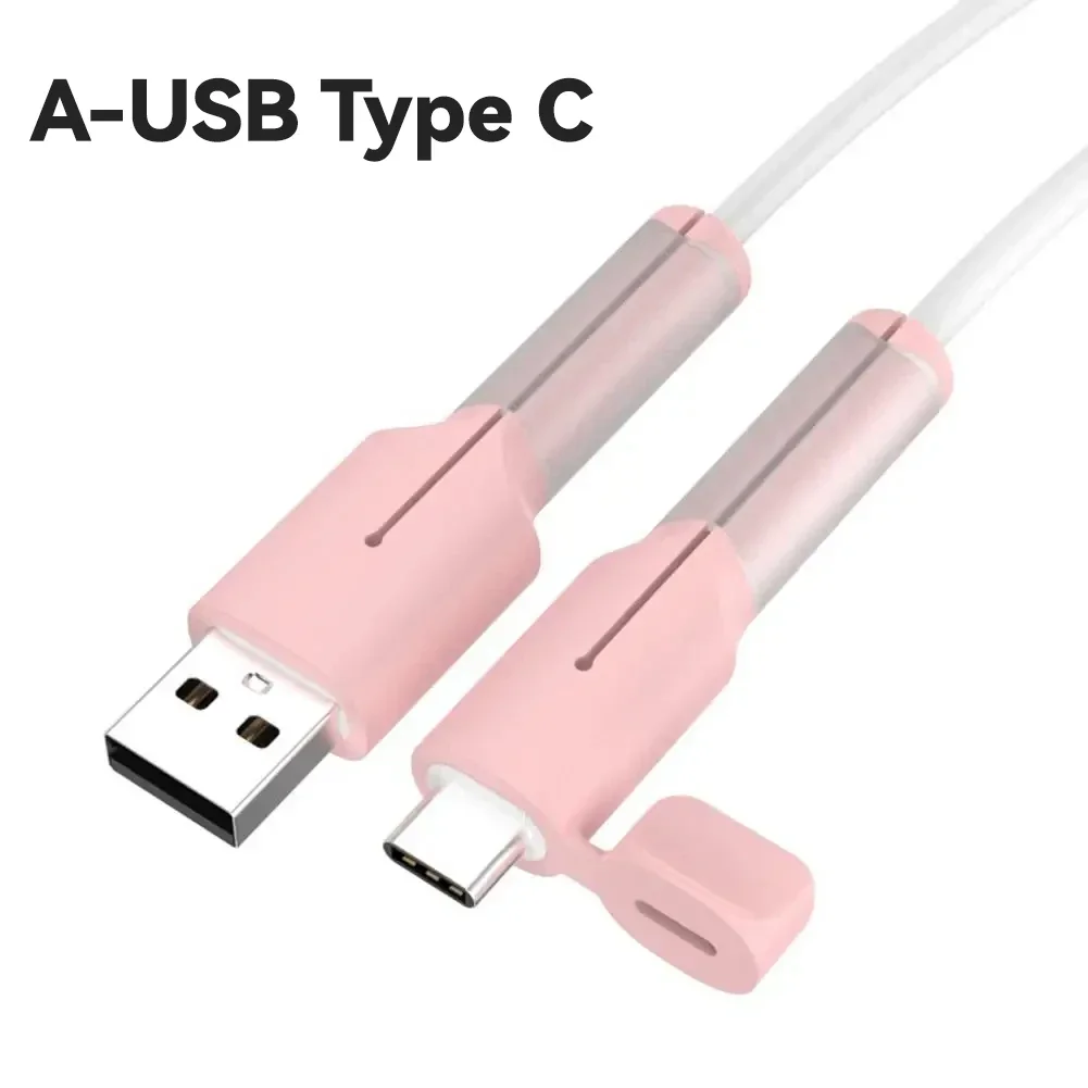 Enrouleur de câble de chargeur en Silicone souple, protecteur USB Type C, manchon de protection Anti-rupture pour Xiaomi Huawei OPPO VIVO, couverture de ligne de données: Rouge / 1 mètre