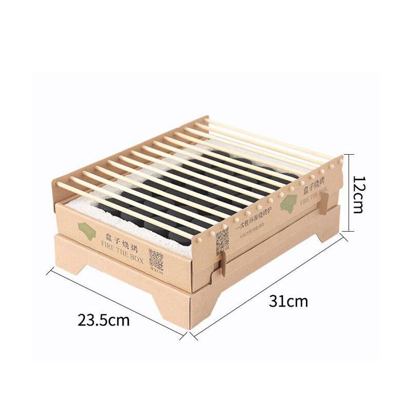 Disposable BBQ Grill Smokeless Portable Barbecue Grills Charcoal Single Use Biodegradable Mini Grill for Outdoor BBQ Camping