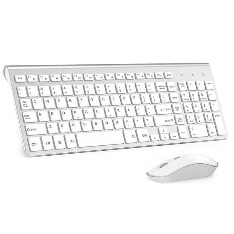 JOYACCESS-teclado y ratón inalámbricos para negocios, ultrafino, Combo de botones silenciosos, ratón inalámbrico para PC, portátil, Win XP/7/10: American silver