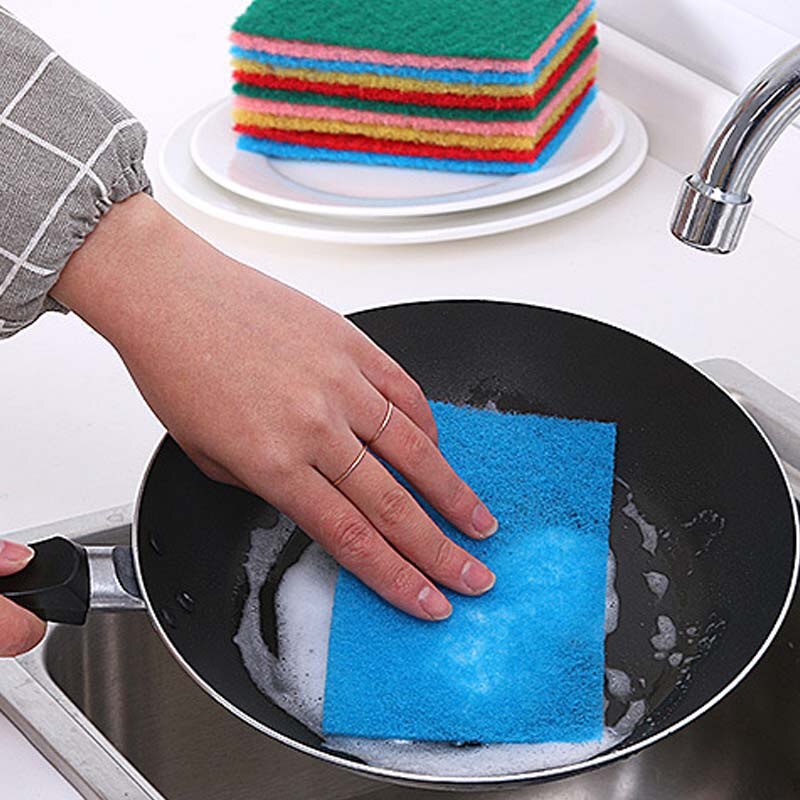 Clean 10pcs Kitchen Home Scouring Scour Scrub Cleaning Pads Random Color Strong Decontamination Dish Towels