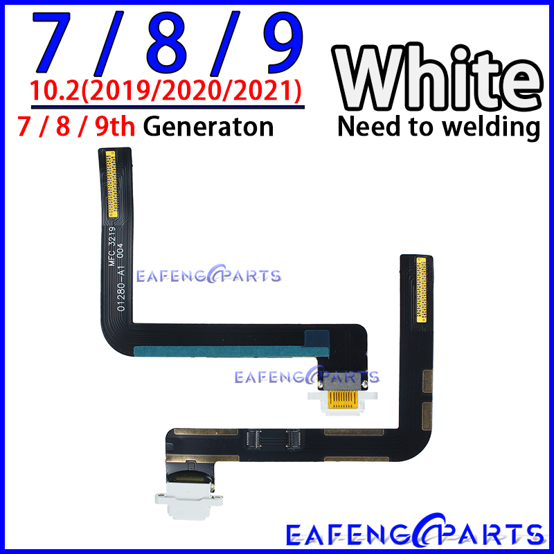 USB Ports Charger Dock Connector Microphone Cable for Ipad Air 3rd 4th 5th 6th 7th 8th 9th 10th 5 6 7 8 Generation Charging Flex: WHITE