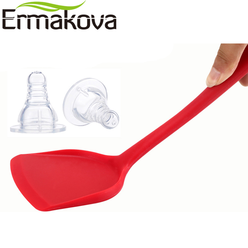 Ermakova 1 Pc Non-stick Turner Siliconen Spatel Hittebestendig Lange Handvat Siliconen Turner Keuken Kookgerei