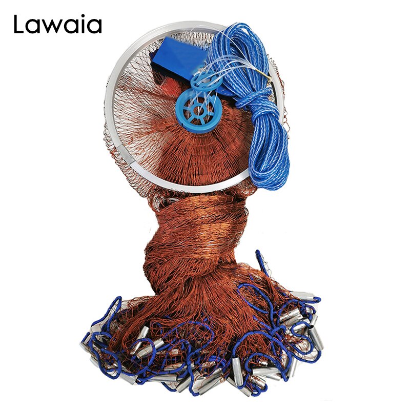Lawaia Aluminum Ring Cast Net Fishing Network American Style Braided Cable Steel Pendants Throwing Fish Net Sports Fishing Tools