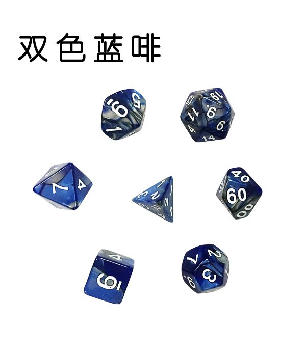Multi-mix farve 7 stk terning sæt trgp spil polyhedron  d4-d20 multi-facetteret terningtårn akryl dados rpg multi-faced dnd terninger: K