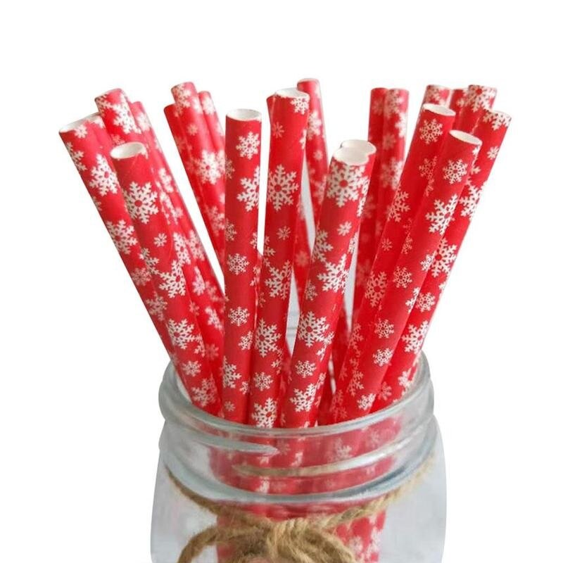 25 stücke Weihnachten Papier Strohhalme Weihnachten Baum Frohe Weihnachten Für Heimat Party Papier Neue Strohhalme Liefert Dekorationen Weihnachten Jahr I3Q1